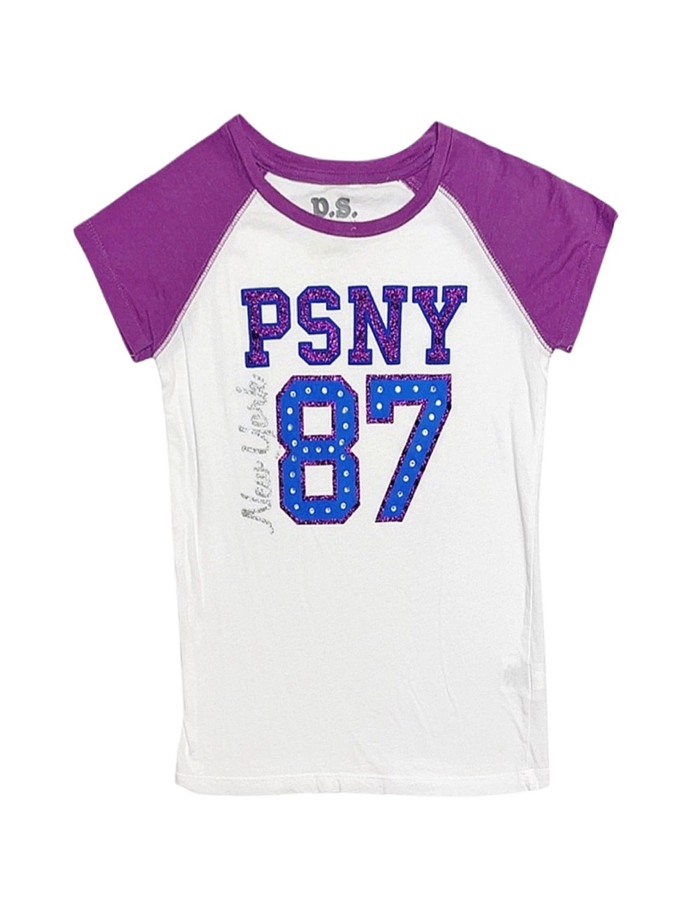 AEROPOSTALE Girl's White And Purple Graphic Short Sleeve Top Size 10